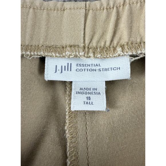 J Jill Size 16 Tall Stretch Cotton Blend Flat Front Pants Beige Zipper Pull On - Picture 9 of 12